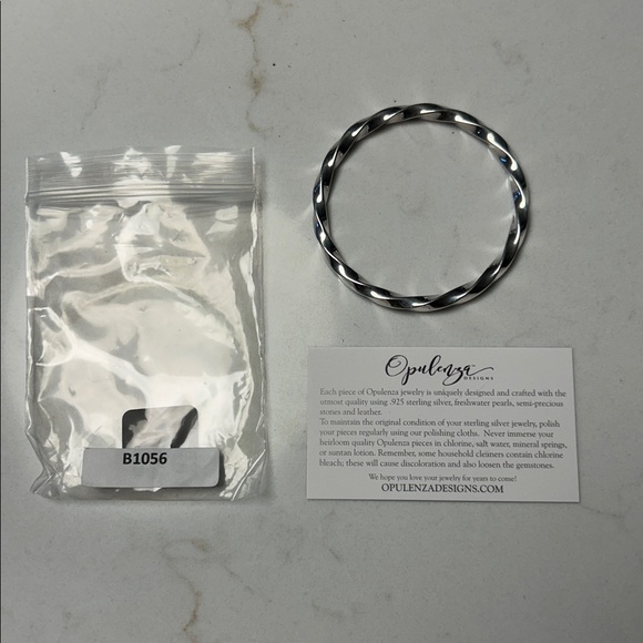 Sterling Silver Textured Open-Ended Bangle - Picture 2 of 4